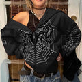 Nova Cyber Spiderweb Rhinestone Hoodie For Women