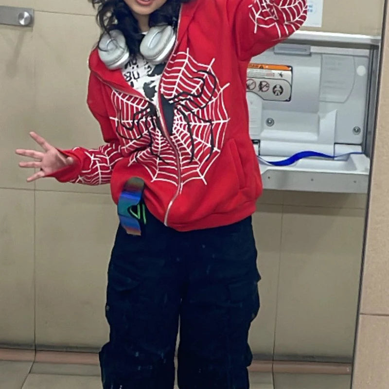 Nova Cyber Spiderweb Rhinestone Hoodie For Women