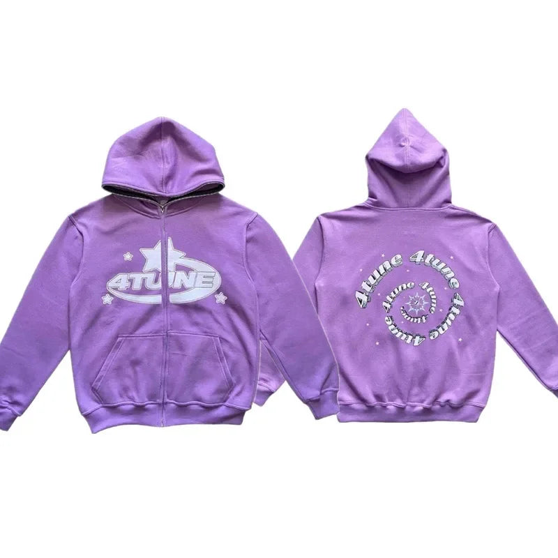 Nova Star Letter Print Zip Hoodie For Men