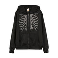 Nova Y2K Cropped Skeleton Rhinestone Hoodie For Women