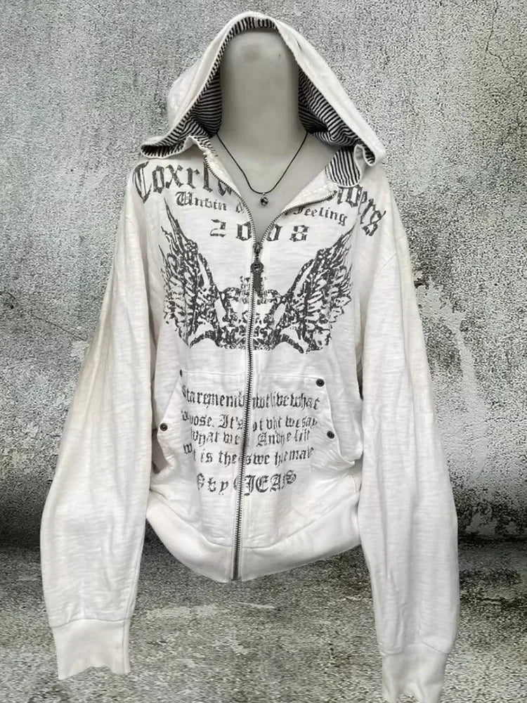 Nova Dark Gothic Rhinestone Hoodie For Women