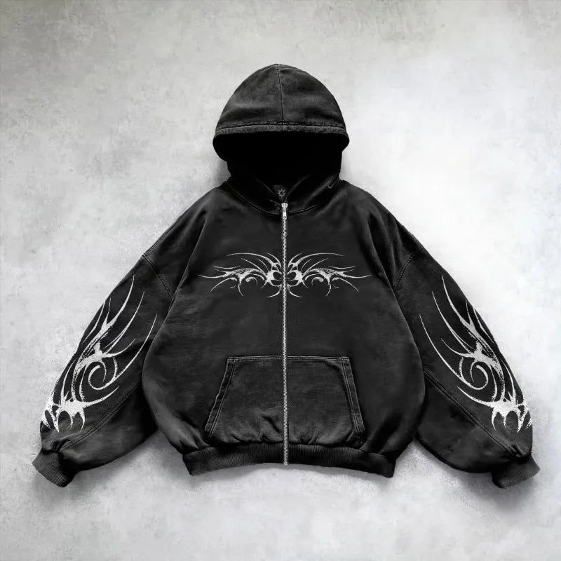 Nova Grunge Tribal Full Zip Hoodie For Women
