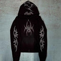 Nova Goth Spider Rhinestone Hoodie For Women