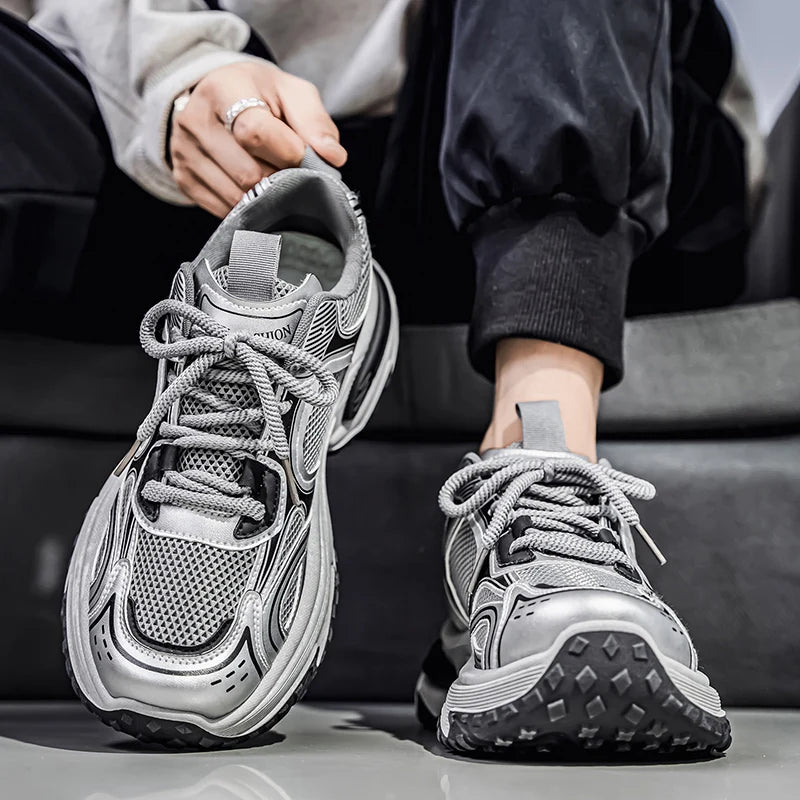 Apex Silver Mesh Runners For Men