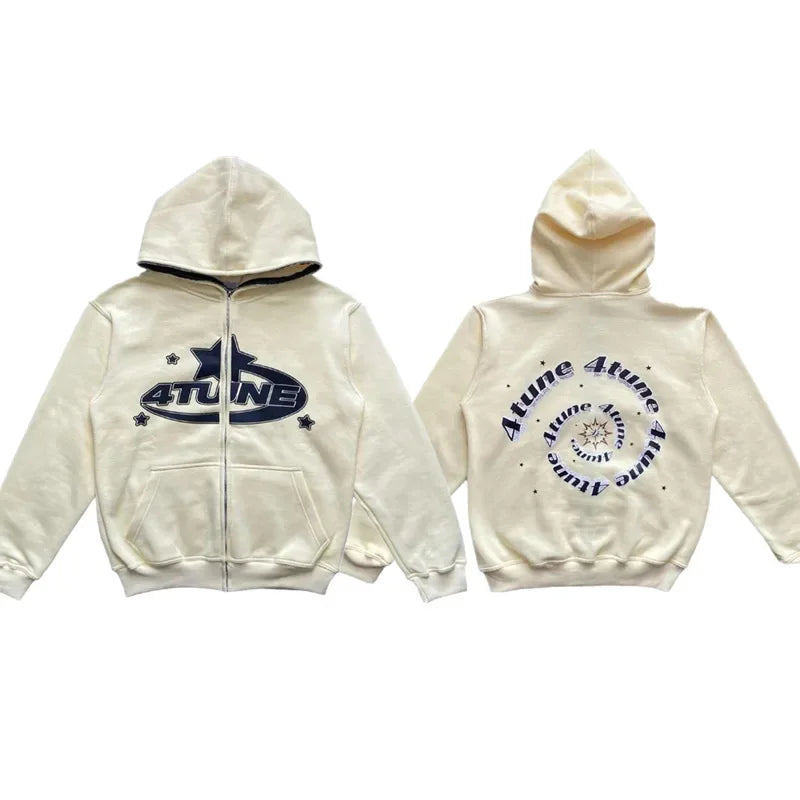 Nova Star Letter Print Zip Hoodie For Men