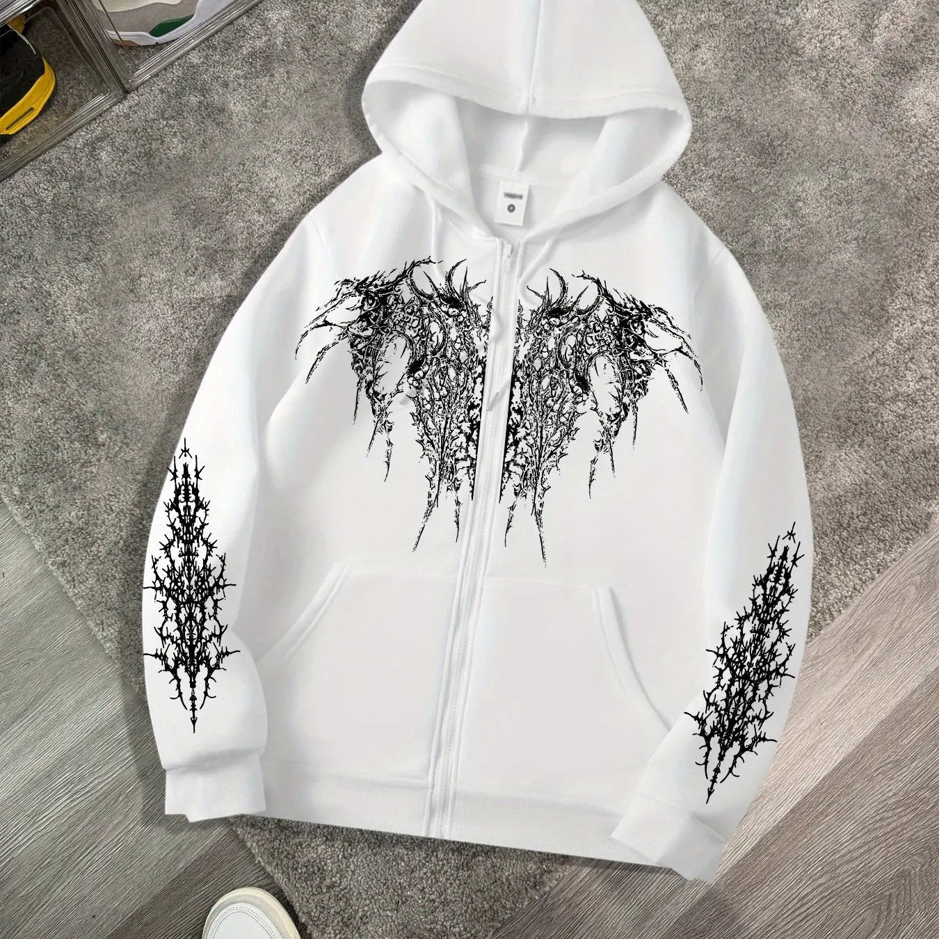 Nova Gothic Darkweb Rhinestone Hoodie For Men