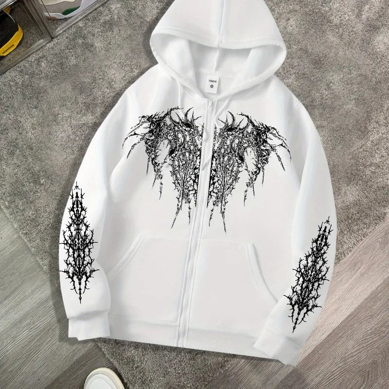 Nova Gothic Darkweb Rhinestone Hoodie For Men