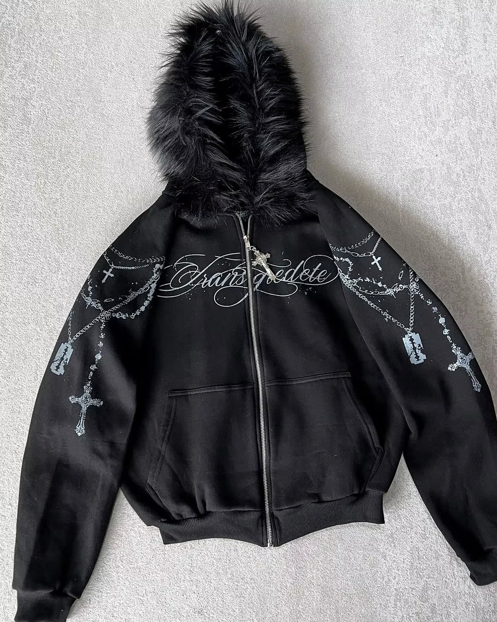 Nova Dark Gothic Rhinestone Hoodie For Women