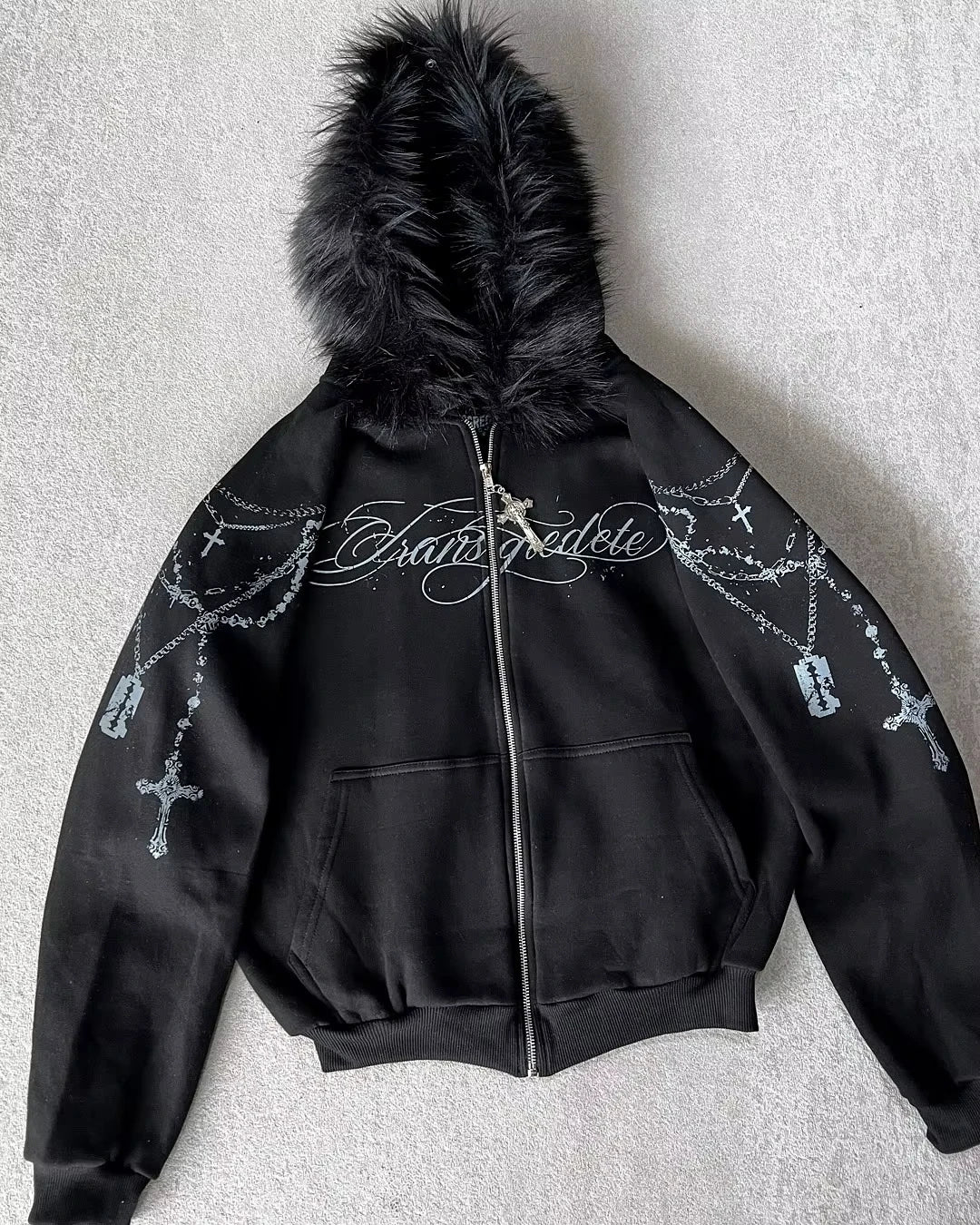 Nova Dark Gothic Rhinestone Hoodie For Women