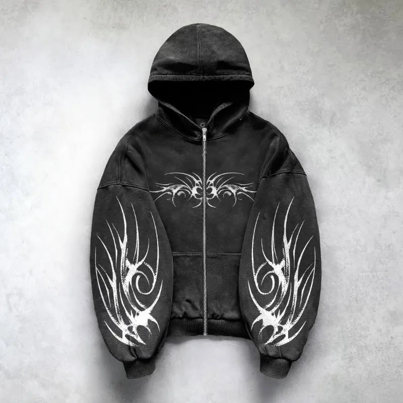 Nova Grunge Tribal Full Zip Hoodie For Women