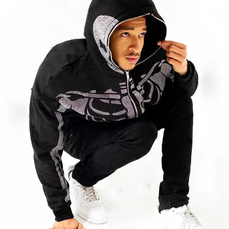 Nova Retro Skeleton Full-Zip Hoodie For Men