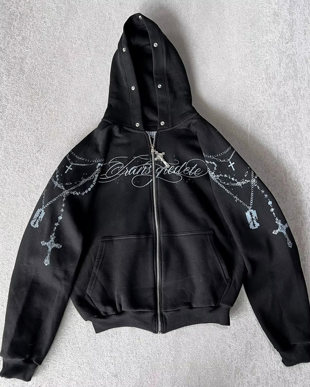 Nova Dark Gothic Rhinestone Hoodie For Women