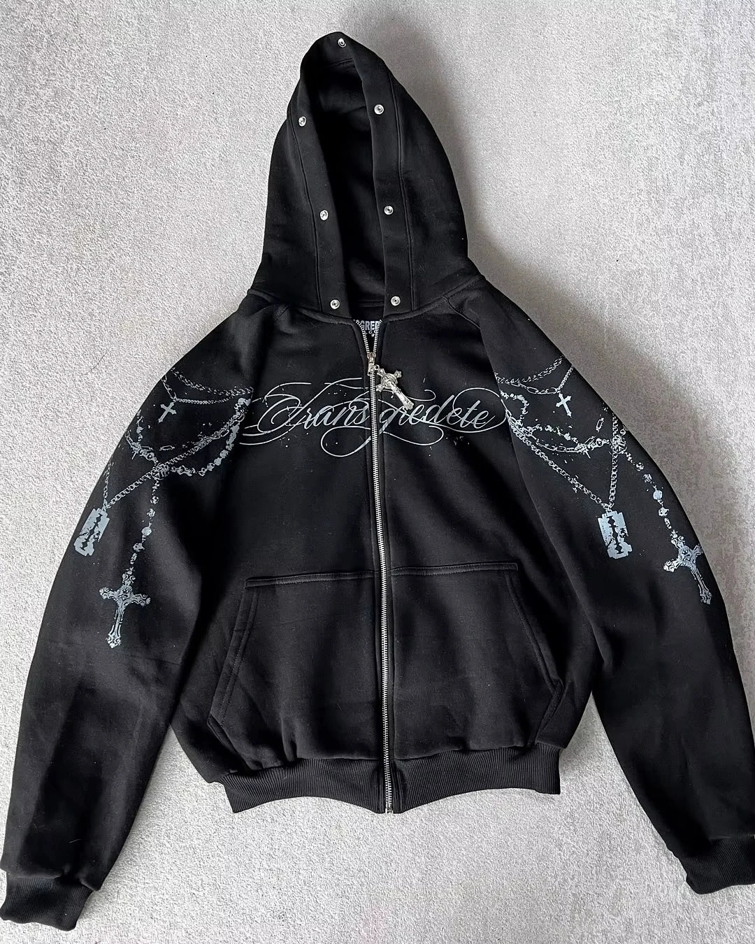 Nova Dark Gothic Rhinestone Hoodie For Women