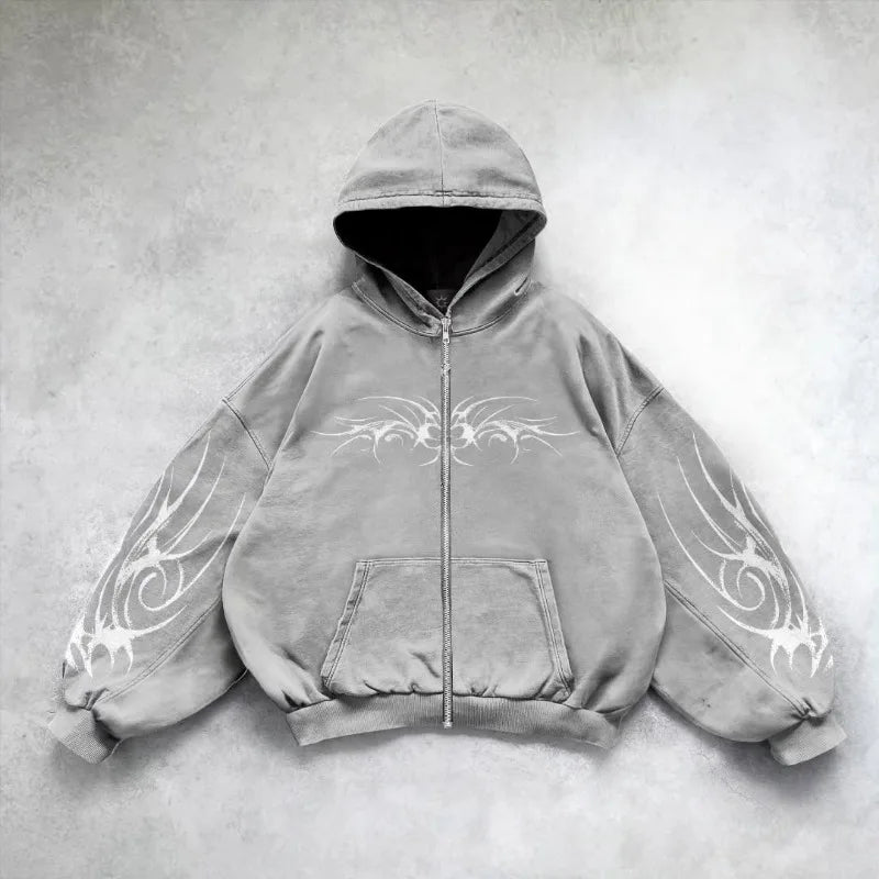Nova Grunge Tribal Full Zip Hoodie For Women