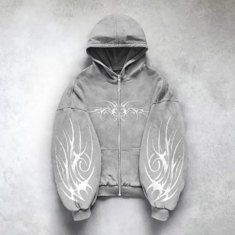 Nova Grunge Tribal Full Zip Hoodie For Women