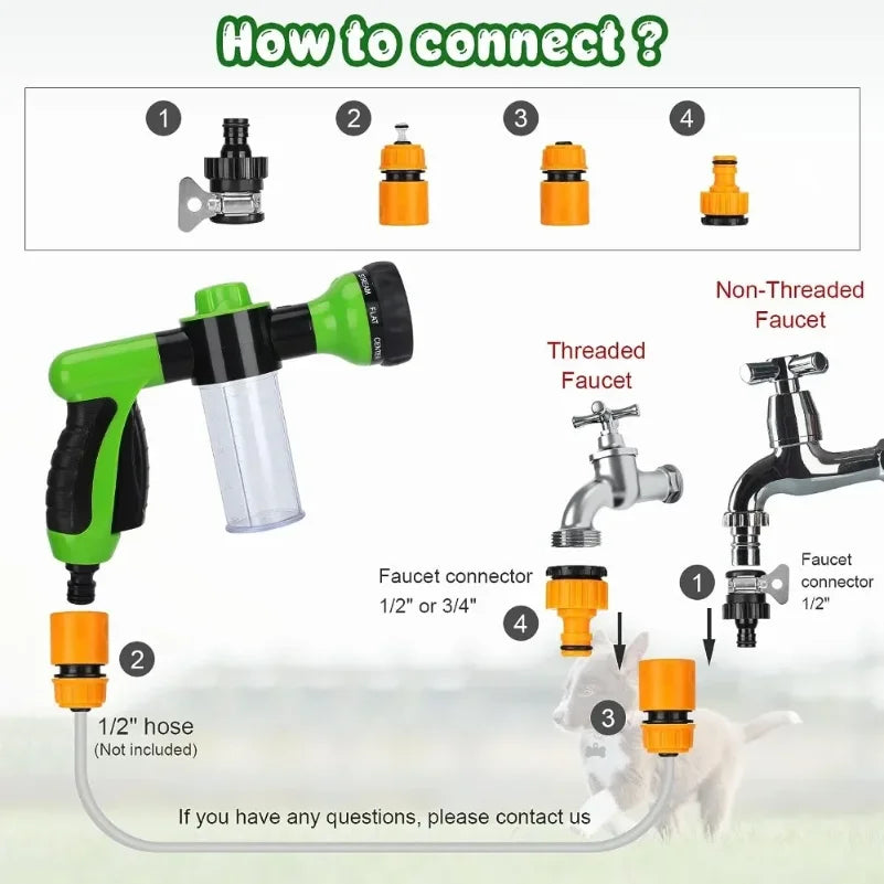 Dog Shower Sprayer 8 in 1 Pet
