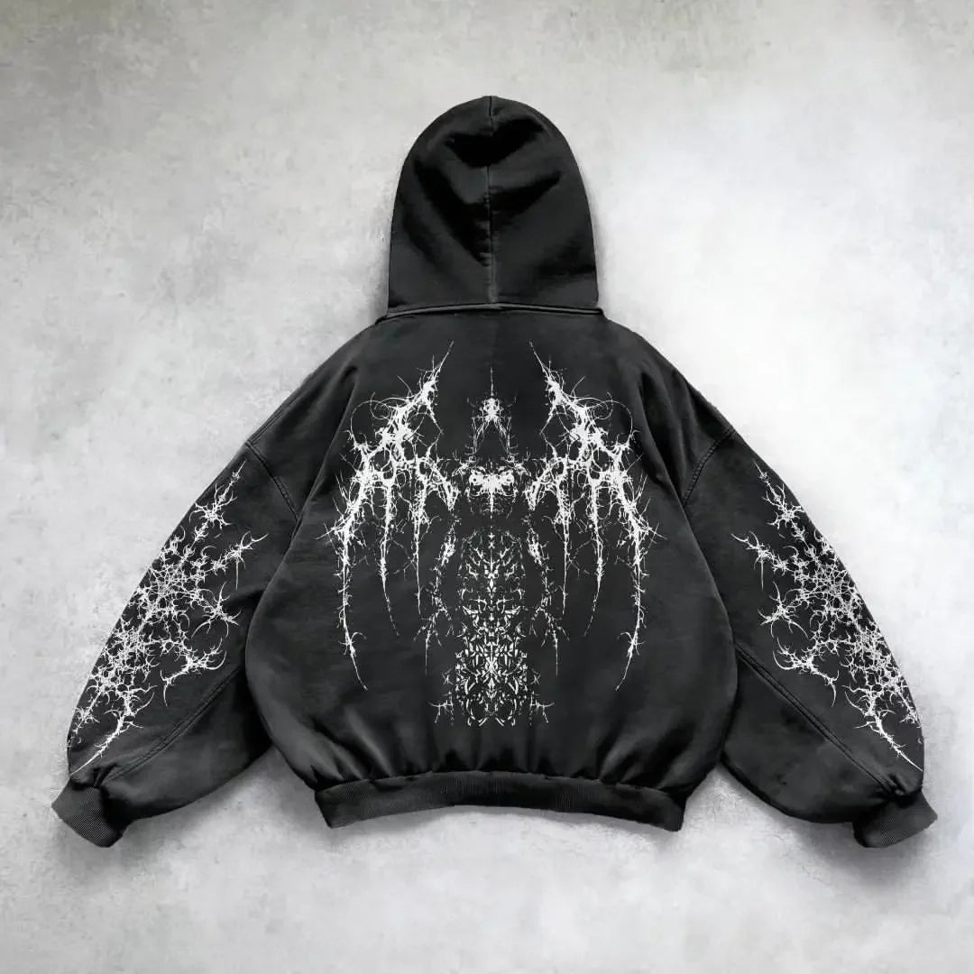 Nova Grunge Heavyweight Rhinestone Hoodie For Men
