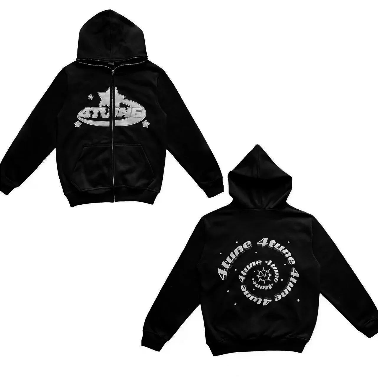 Nova Star Letter Print Zip Hoodie For Men