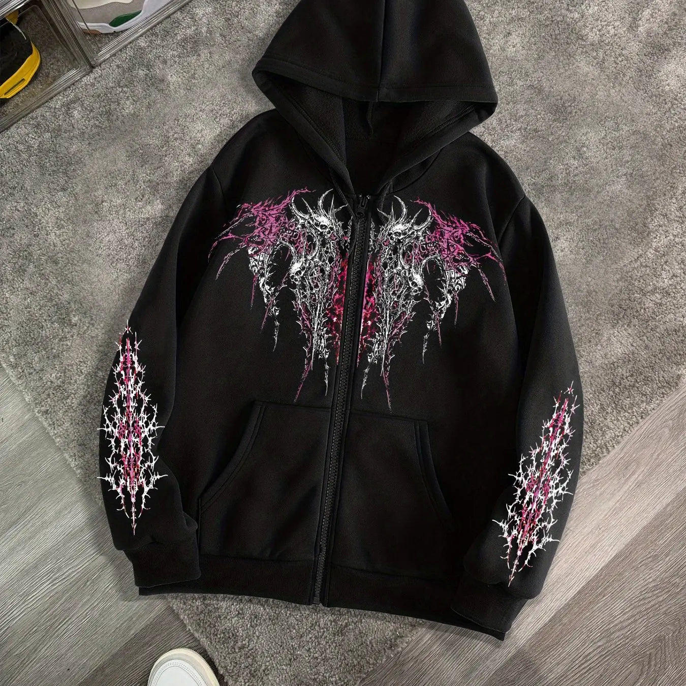 Nova Gothic Darkweb Rhinestone Hoodie For Men