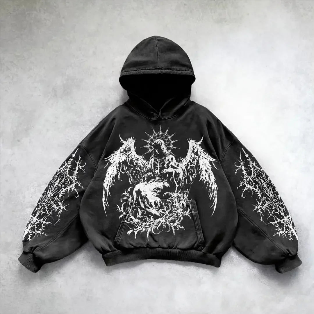 Nova Grunge Heavyweight Rhinestone Hoodie For Men