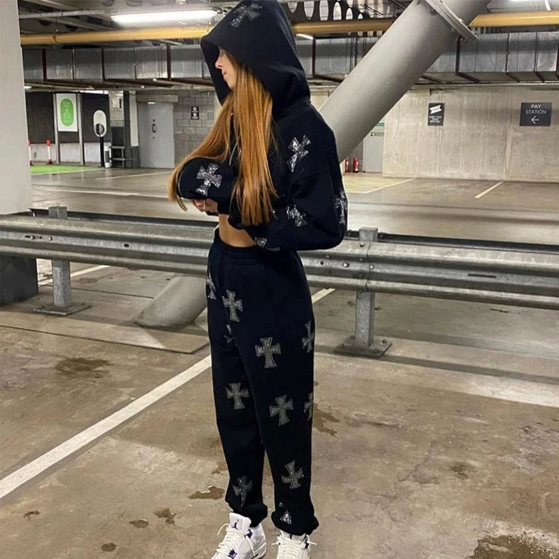 Nova Harajuku Punk Crystal Hoodie For Women