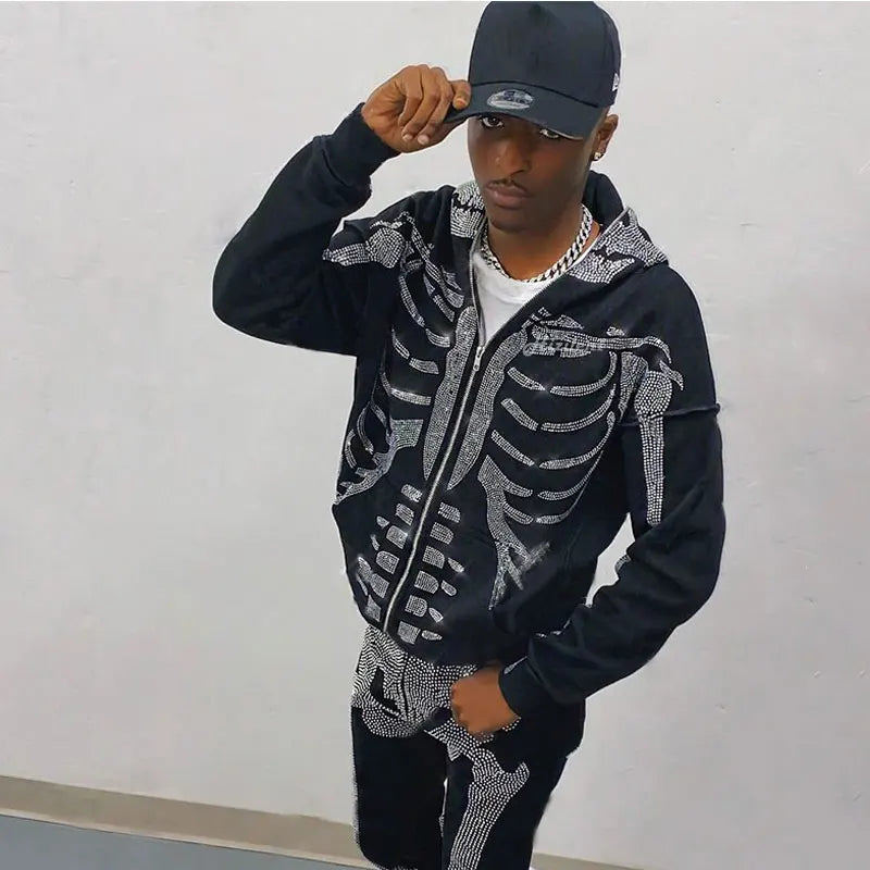Nova Retro Skeleton Full-Zip Hoodie For Men