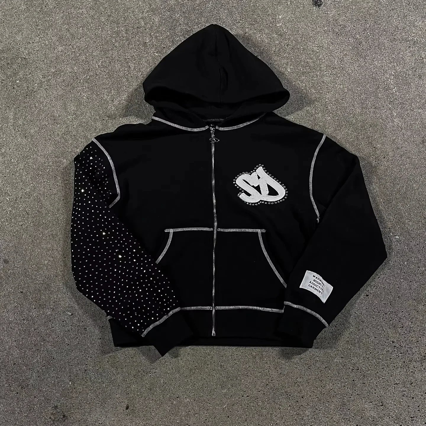 Nova Dark Gothic Rhinestone Hoodie For Women