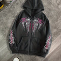 Nova Gothic Darkweb Rhinestone Hoodie For Men